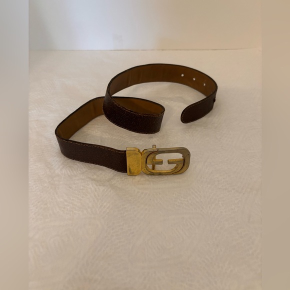 Gucci Double G Brown Leather Belt - size 90 ○ Labellov  Gucci Vintage 1975 Chocolate Leather Belt